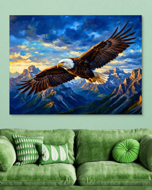 Bald Eagle Soaring — bald eagle soaring psd light green couch 1land flush print