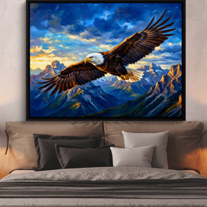 Bald Eagle Soaring — bald eagle soaring sq beige bedroom walls 1land framed black