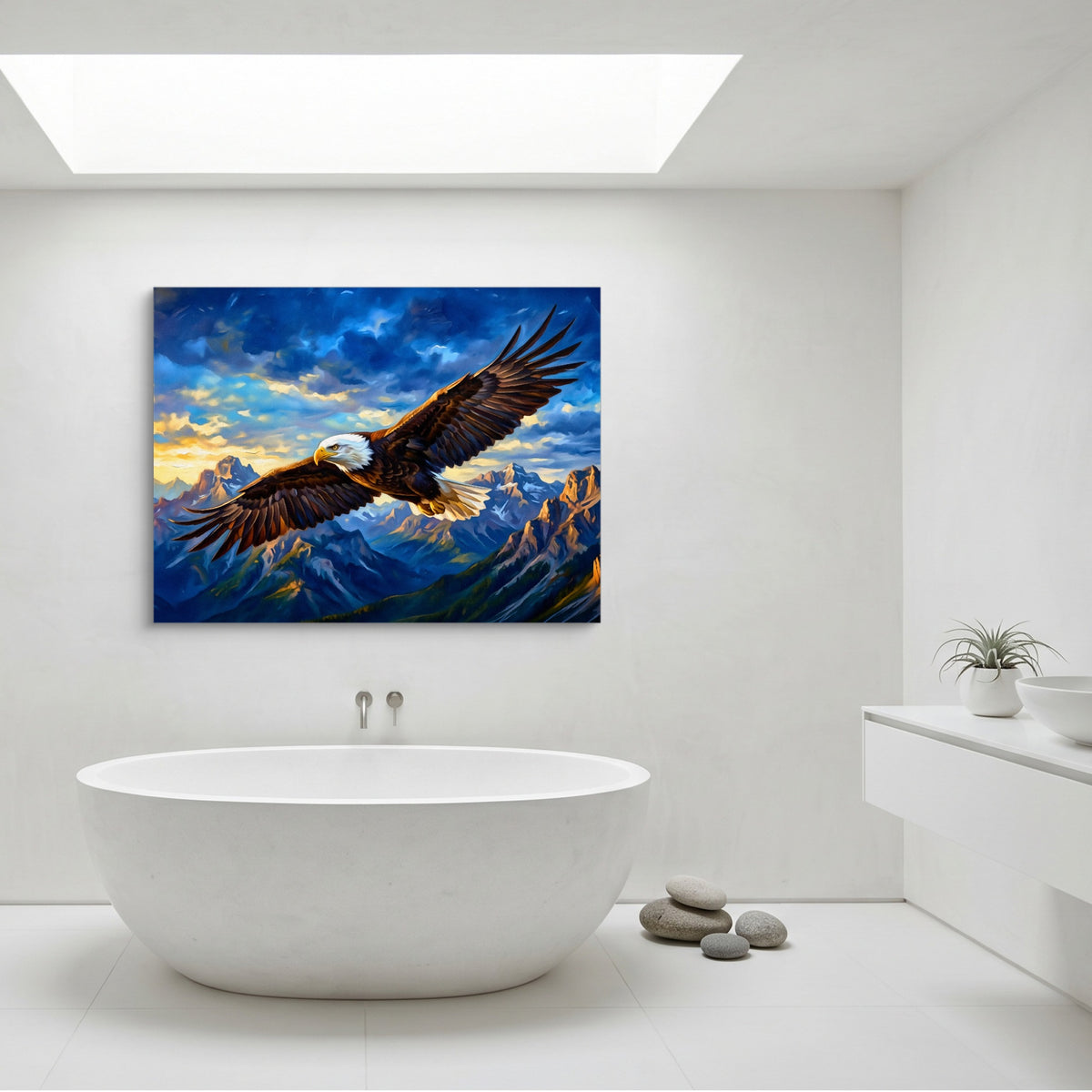 Bald Eagle Soaring — bald eagle soaring sq minimalist bathroom 1land flush print