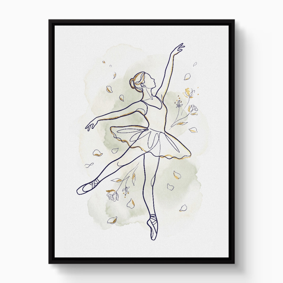 Ballerina Golden Dance — ballerina golden dance white studio framed black