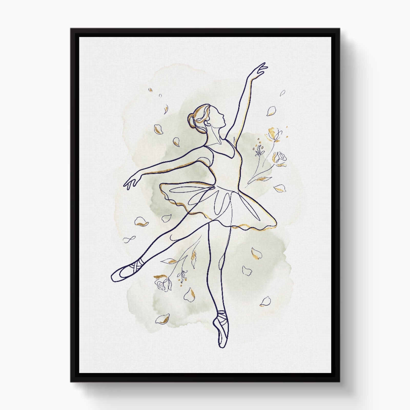 Ballerina Golden Dance — ballerina golden dance white studio framed black