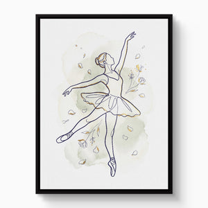 Ballerina Golden Dance — ballerina golden dance white studio framed black