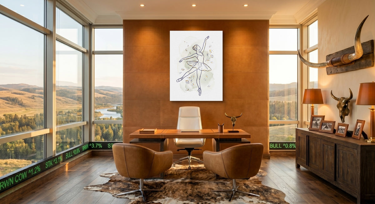 Ballerina Golden Dance — ballerina golden dance office with desk and chairs 1port flush print