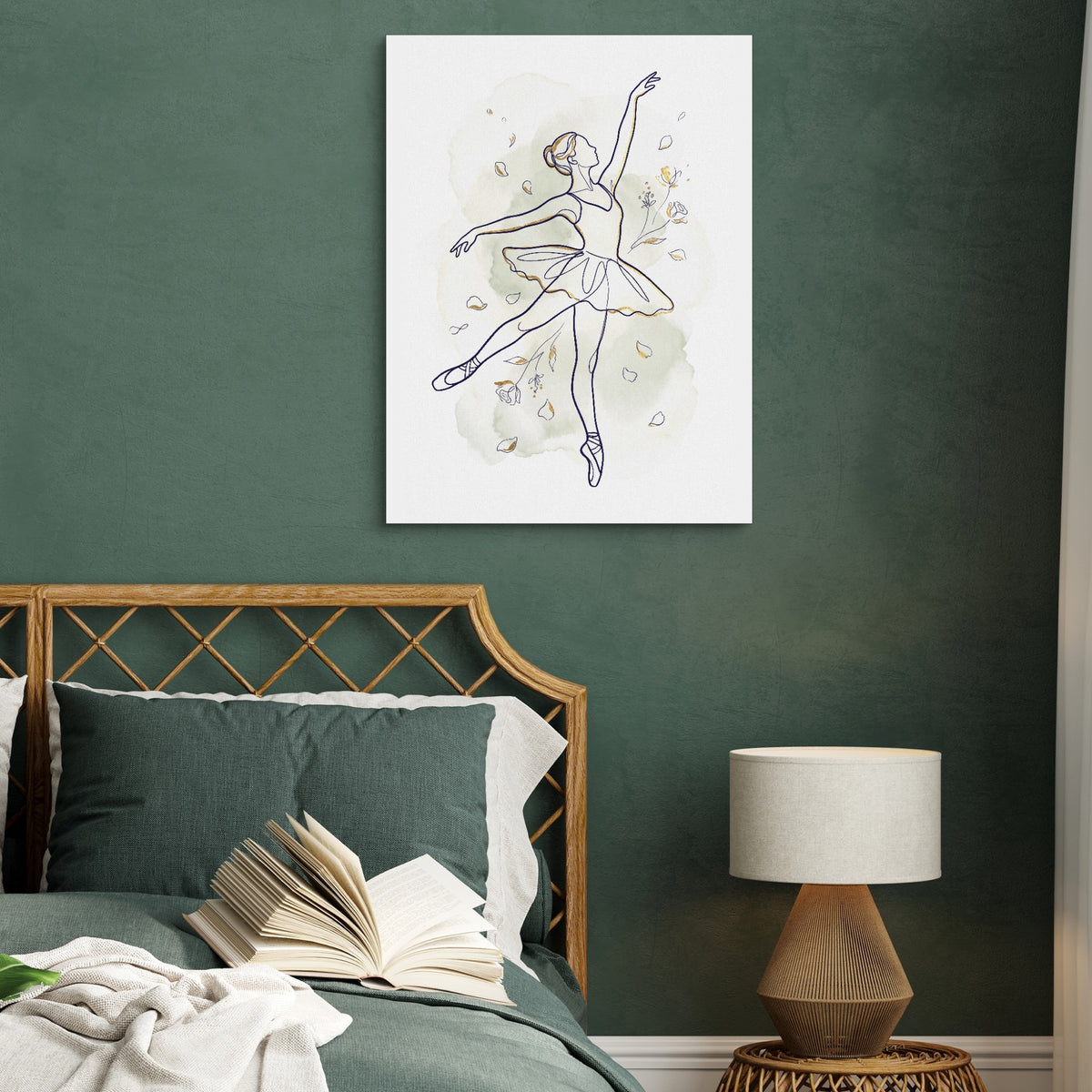 Ballerina Golden Dance — ballerina golden dance sq green bed 1port flush print