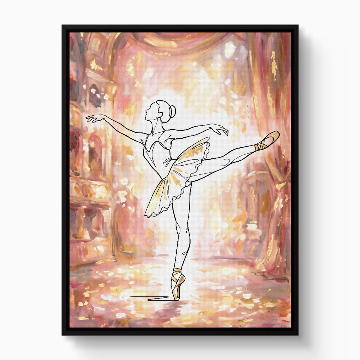 Ballerina Golden Stage — ballerina golden stage white studio framed black