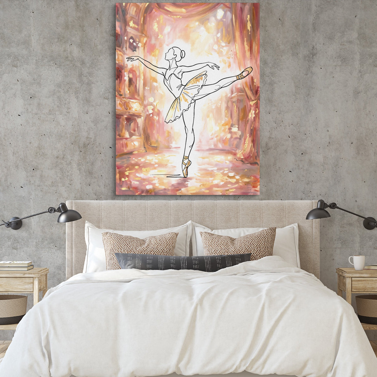 Ballerina Golden Stage — ballerina golden stage sq bedroom cement wall 1port flush print