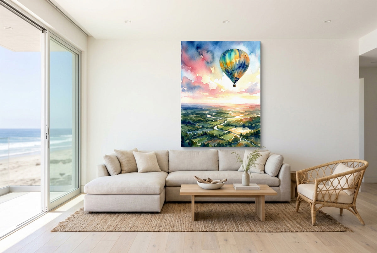Balloon Valley Drift — balloon valley drift living room with couch 1port flush print