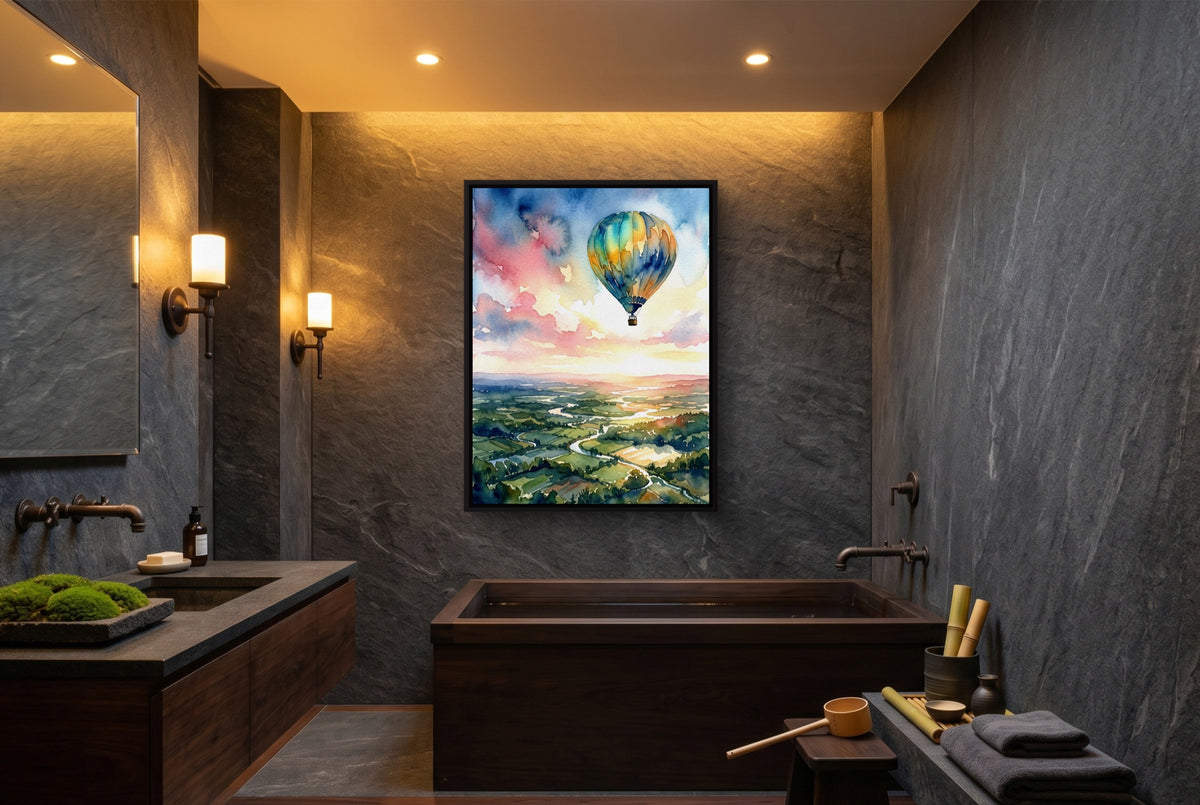 Balloon Valley Drift — balloon valley drift luxury bathroom interior 1port framed black