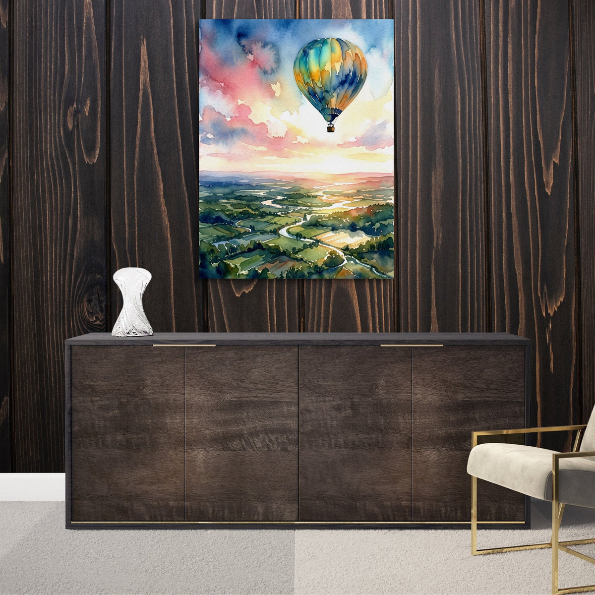 Balloon Valley Drift — balloon valley drift sq luxurious room wood walls 1port flush print