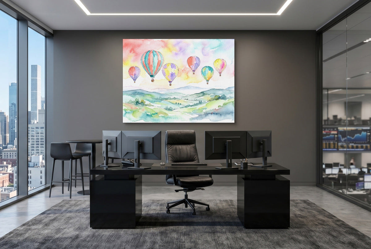 Balloons Floating Hills - Luxury Wall Art