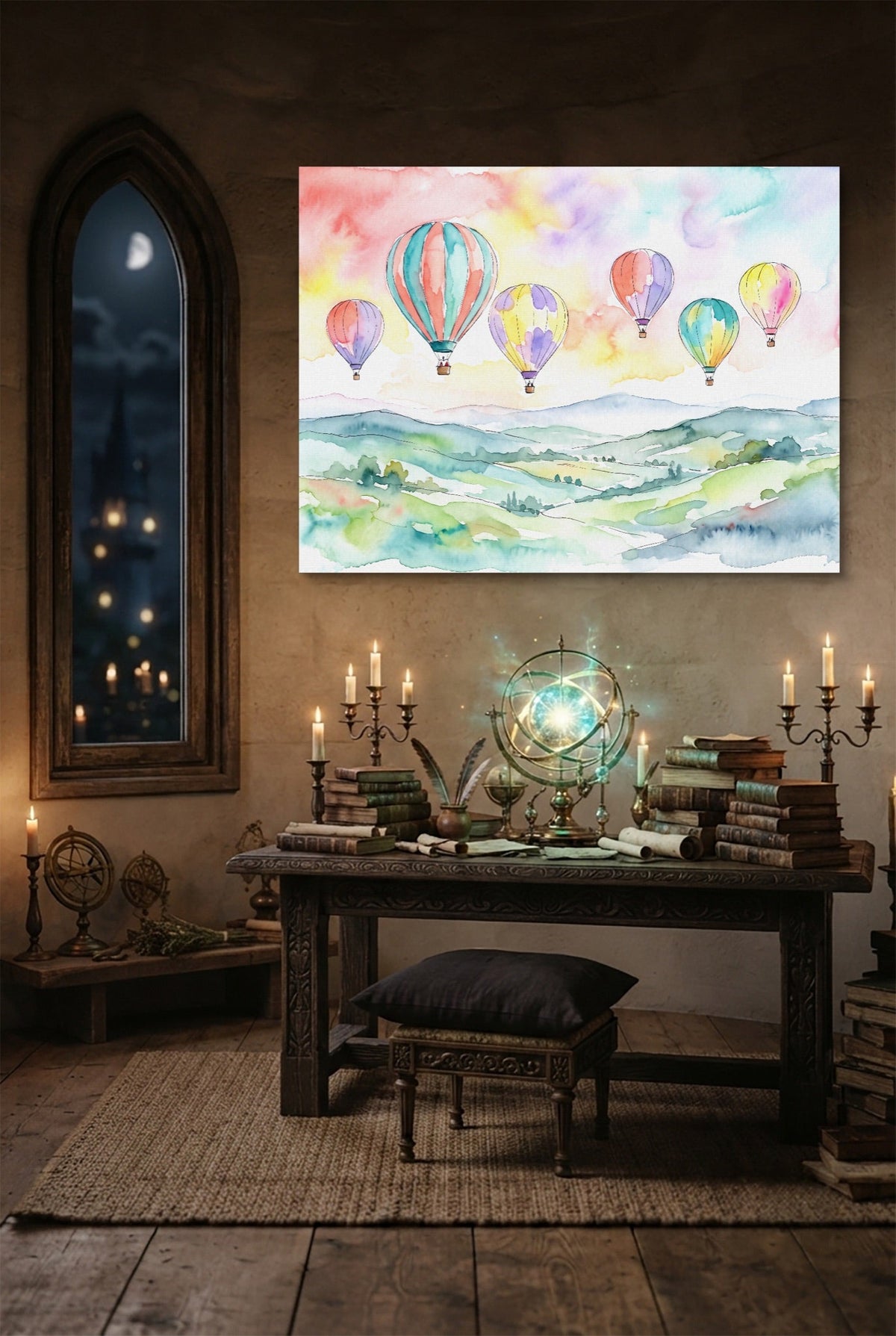 Balloons Floating Hills - Luxury Wall Art