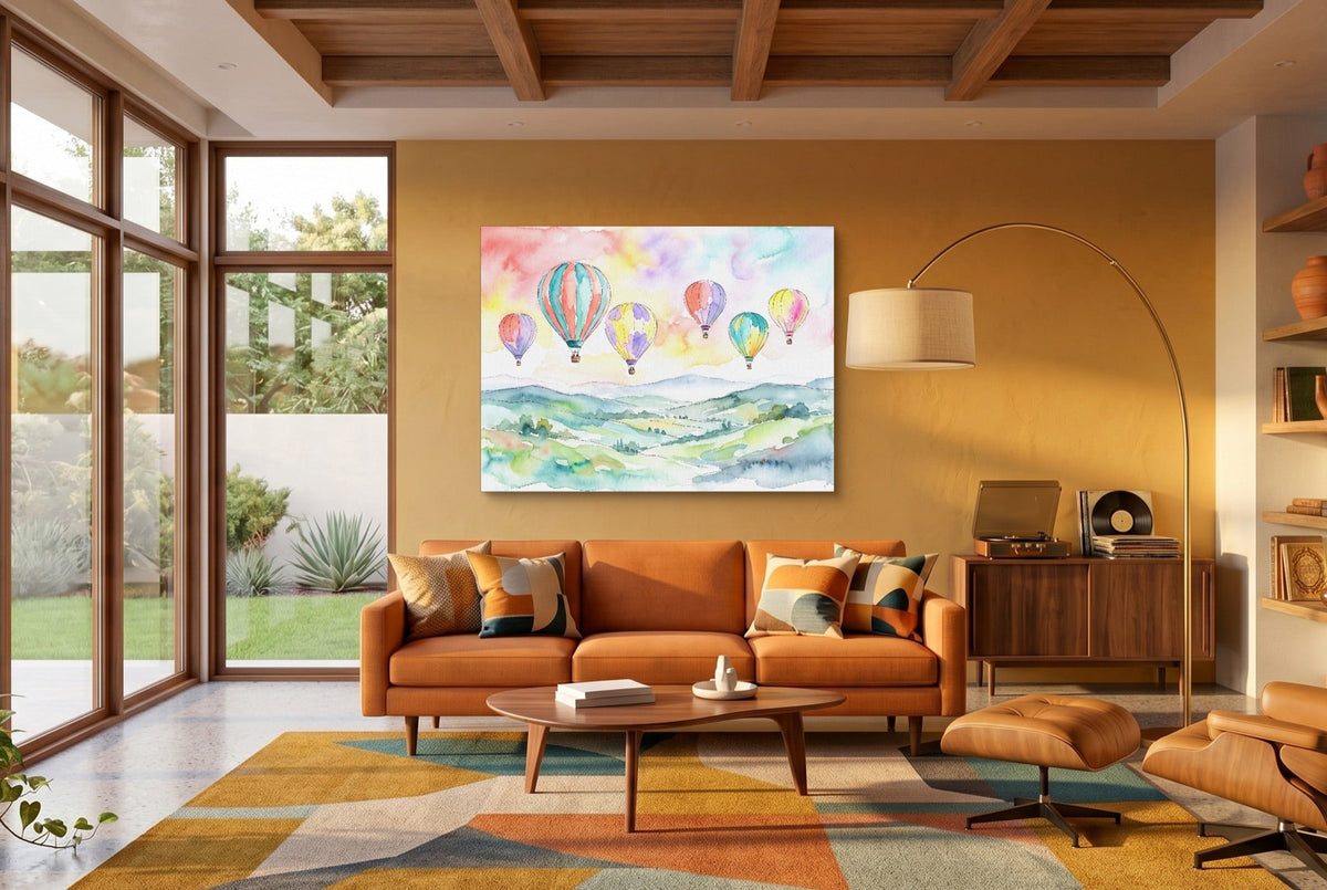 Balloons Floating Hills - Luxury Wall Art