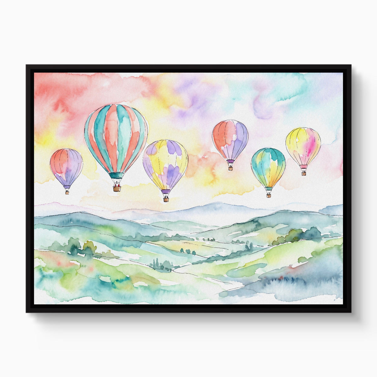 Balloons Floating Hills - Luxury Wall Art