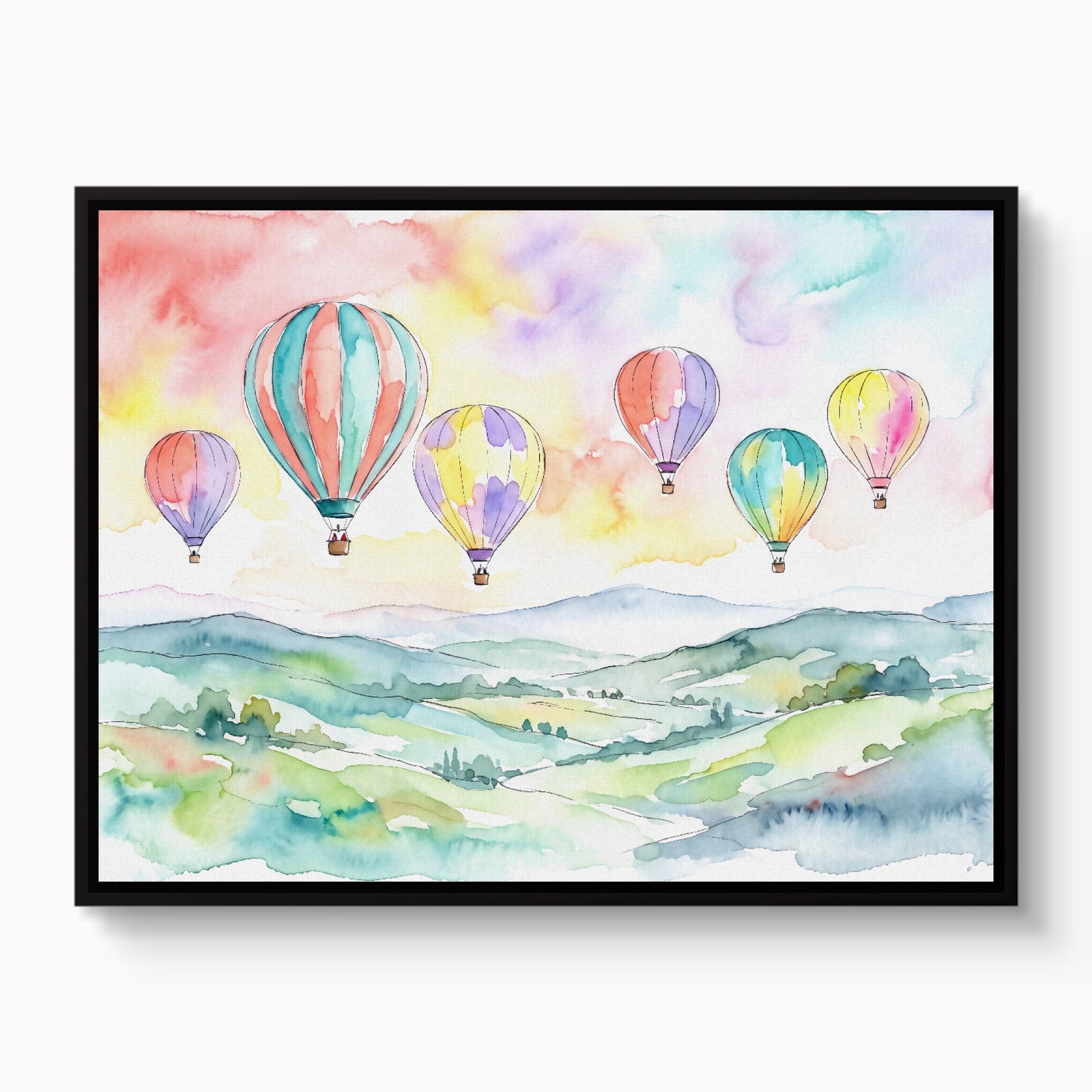 Balloons Floating Hills - Luxury Wall Art