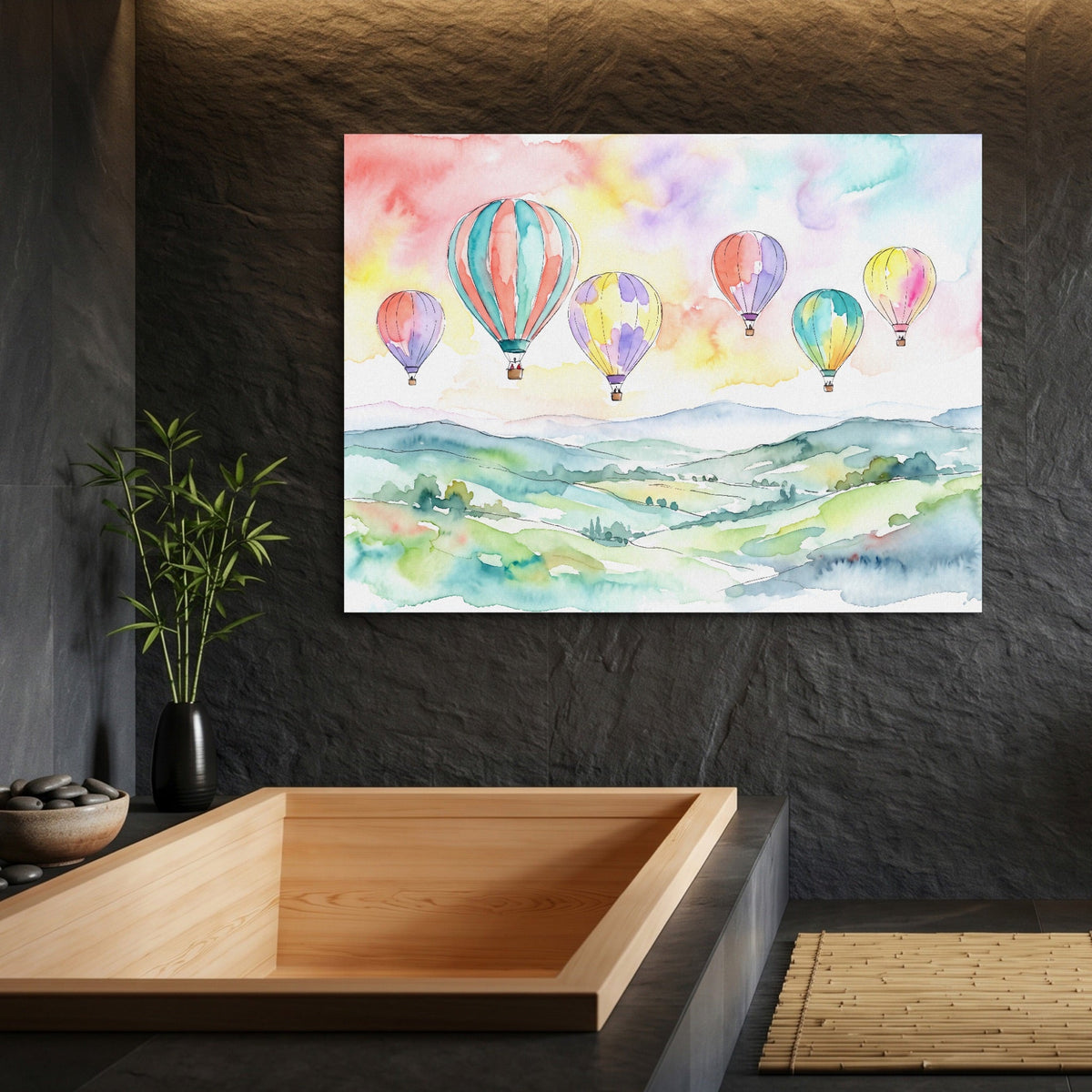 Balloons Floating Hills - Luxury Wall Art