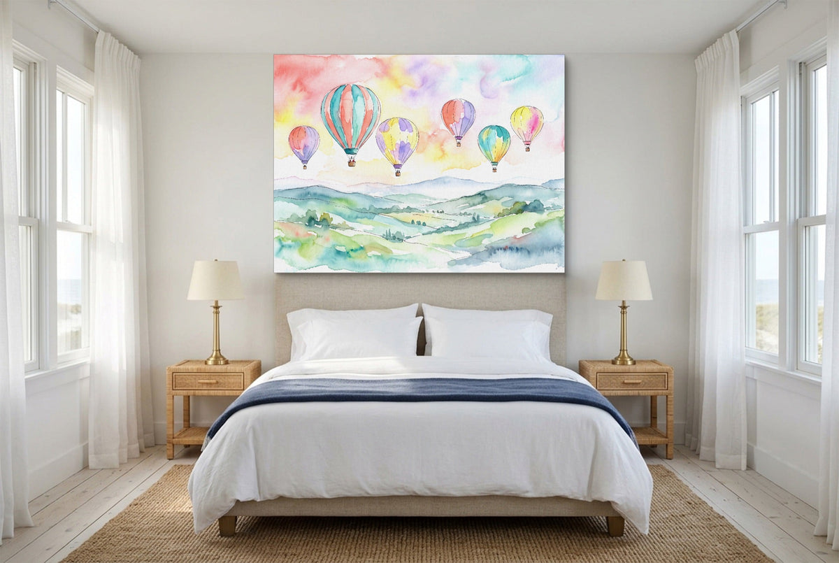 Balloons Floating Hills - Luxury Wall Art