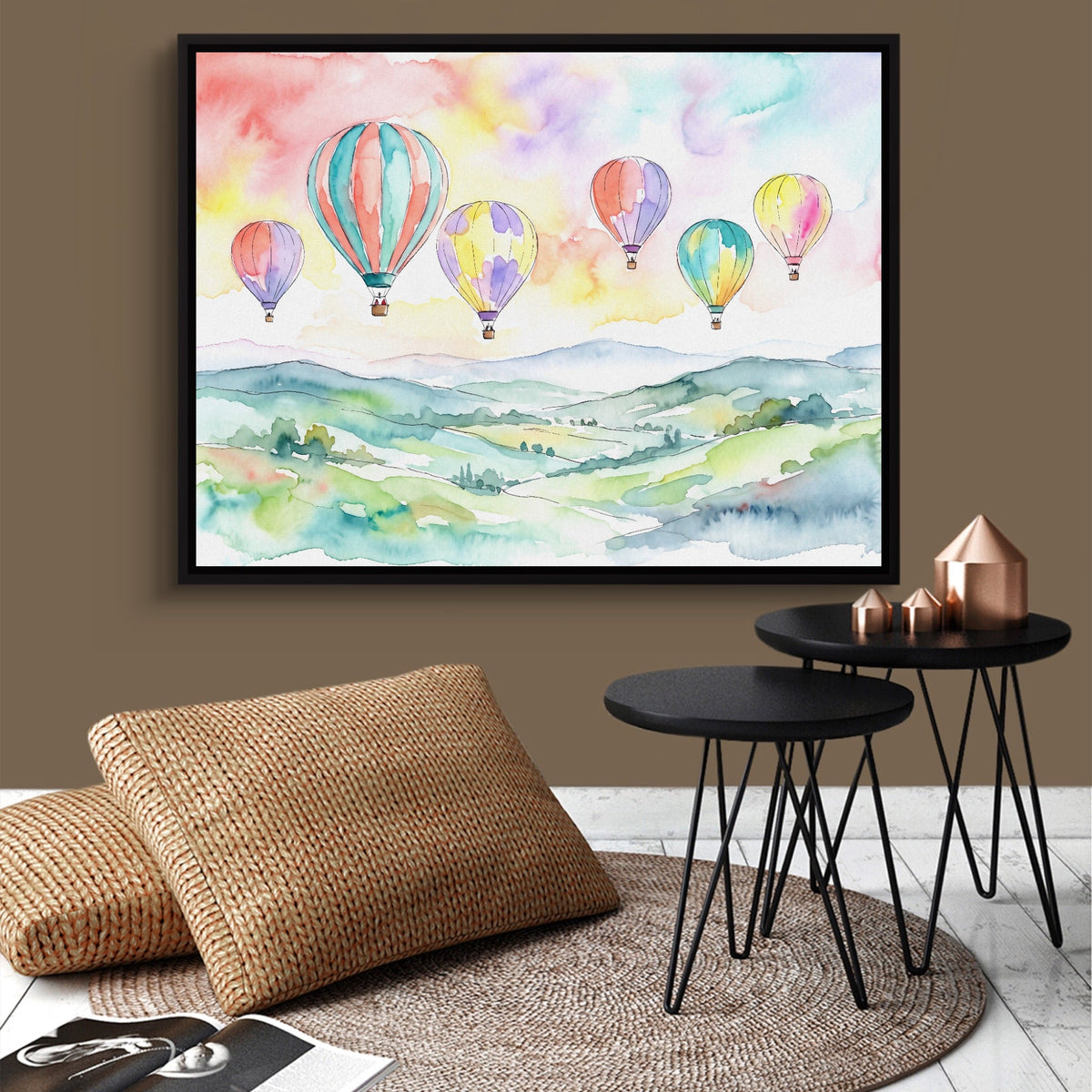 Balloons Floating Hills - Luxury Wall Art