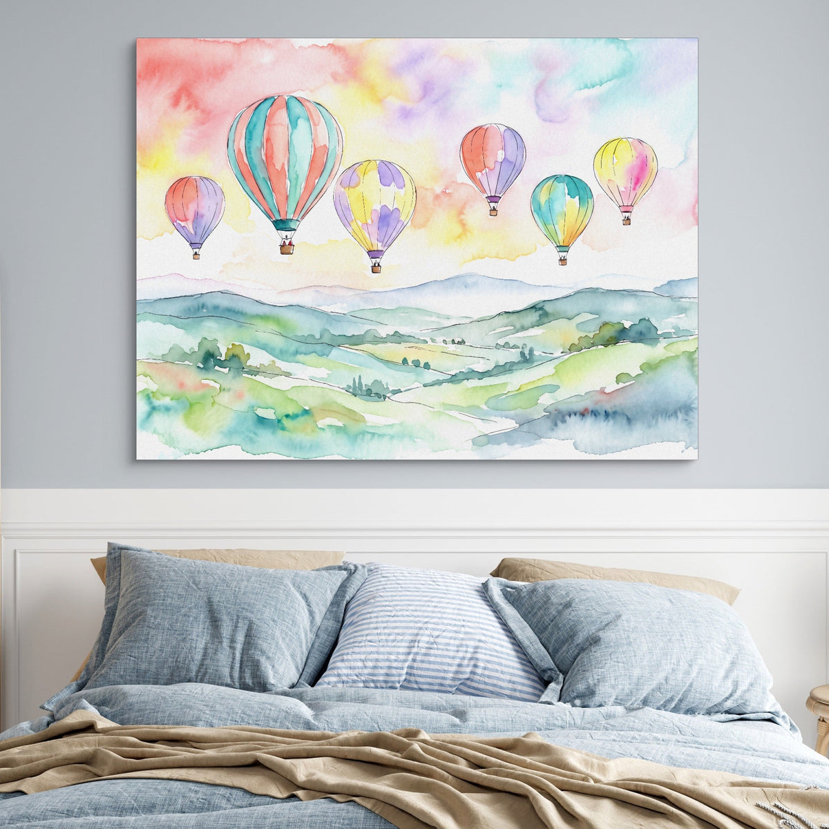 Balloons Floating Hills - Luxury Wall Art