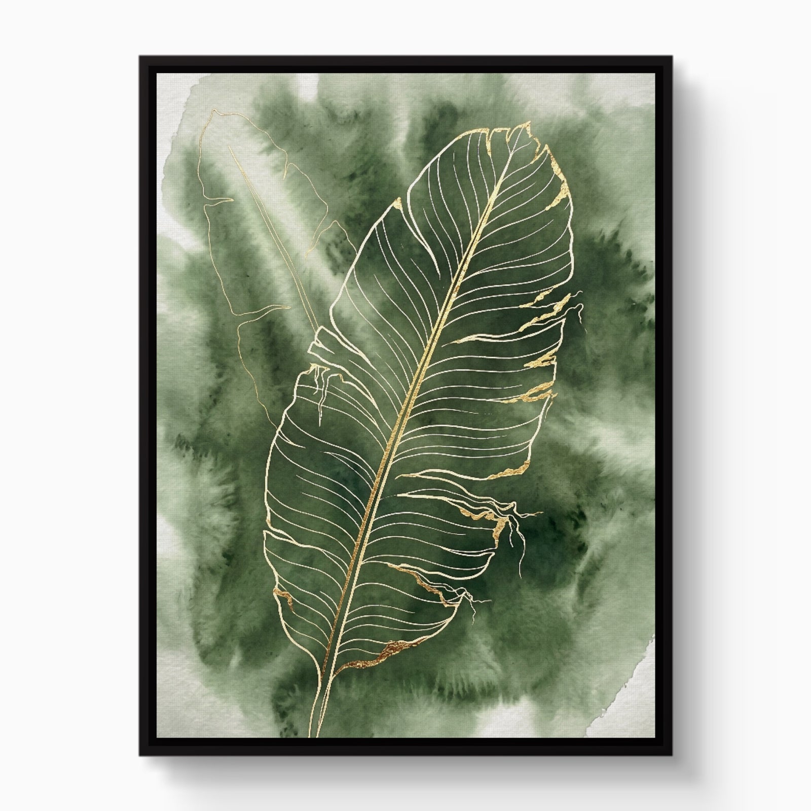 Banana Leaf Fine Outline — banana leaf fine outline white studio framed black