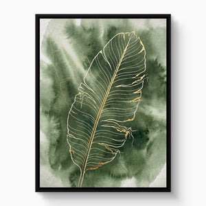 Banana Leaf Fine Outline — banana leaf fine outline white studio framed black