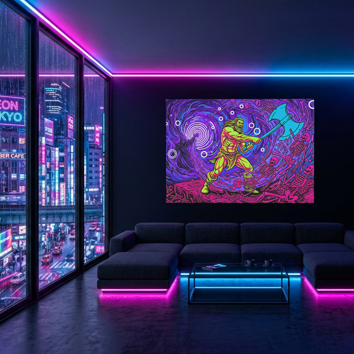 Barbarian Cosmic Fury — Barbarian Cosmic Fury Blue Pink Neon Room Land 15