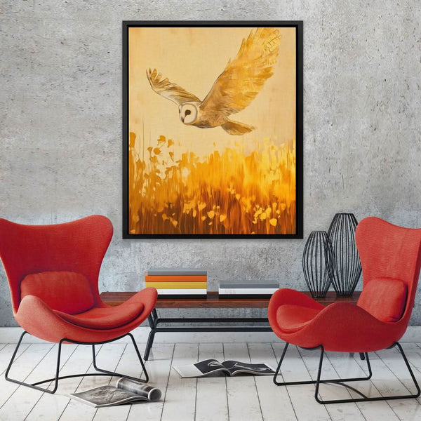 Barn Owl in the Wheat in a room