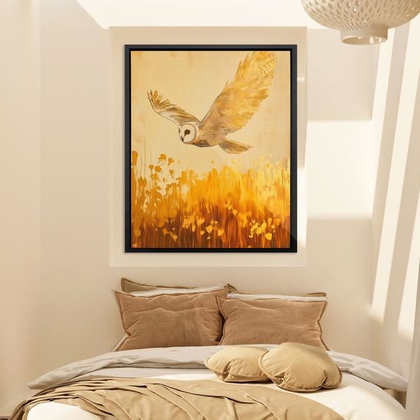 Barn Owl in the Wheat in a room