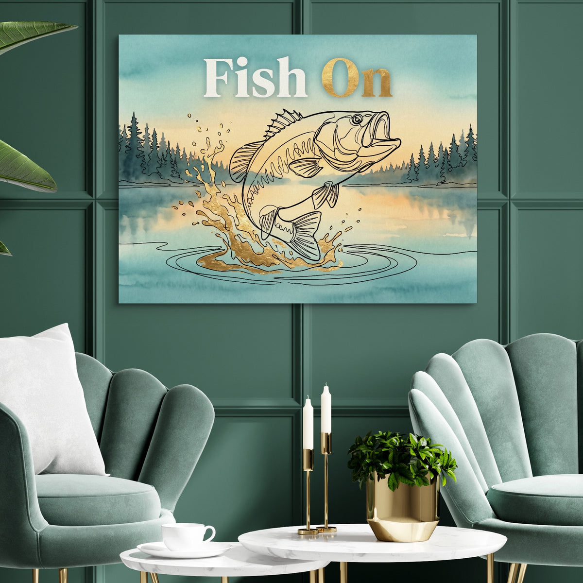 Bass Lake Leap — bass lake leap sq green luxury rom 1land flush print