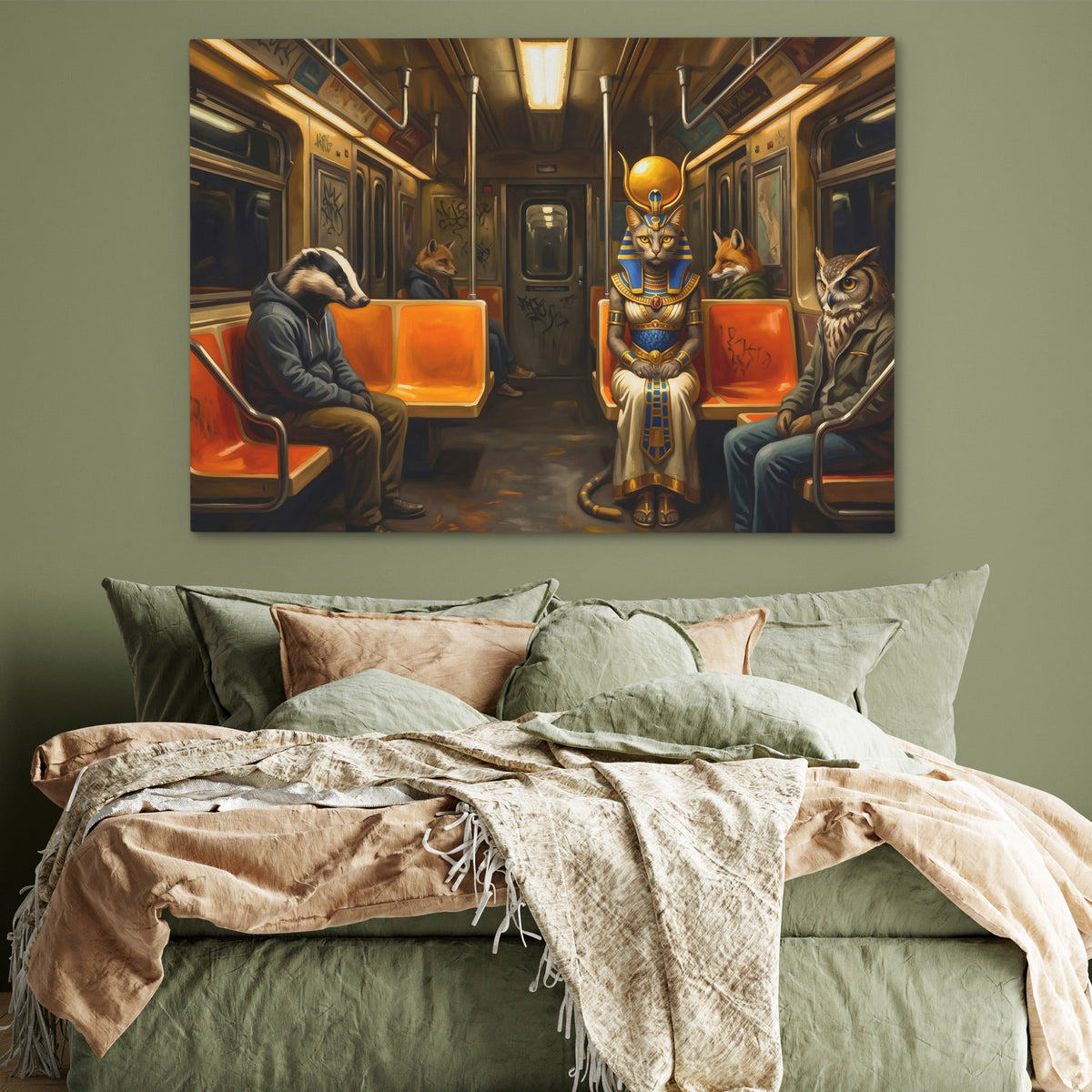 Bastet Midnight Transit canvas wall art, room view