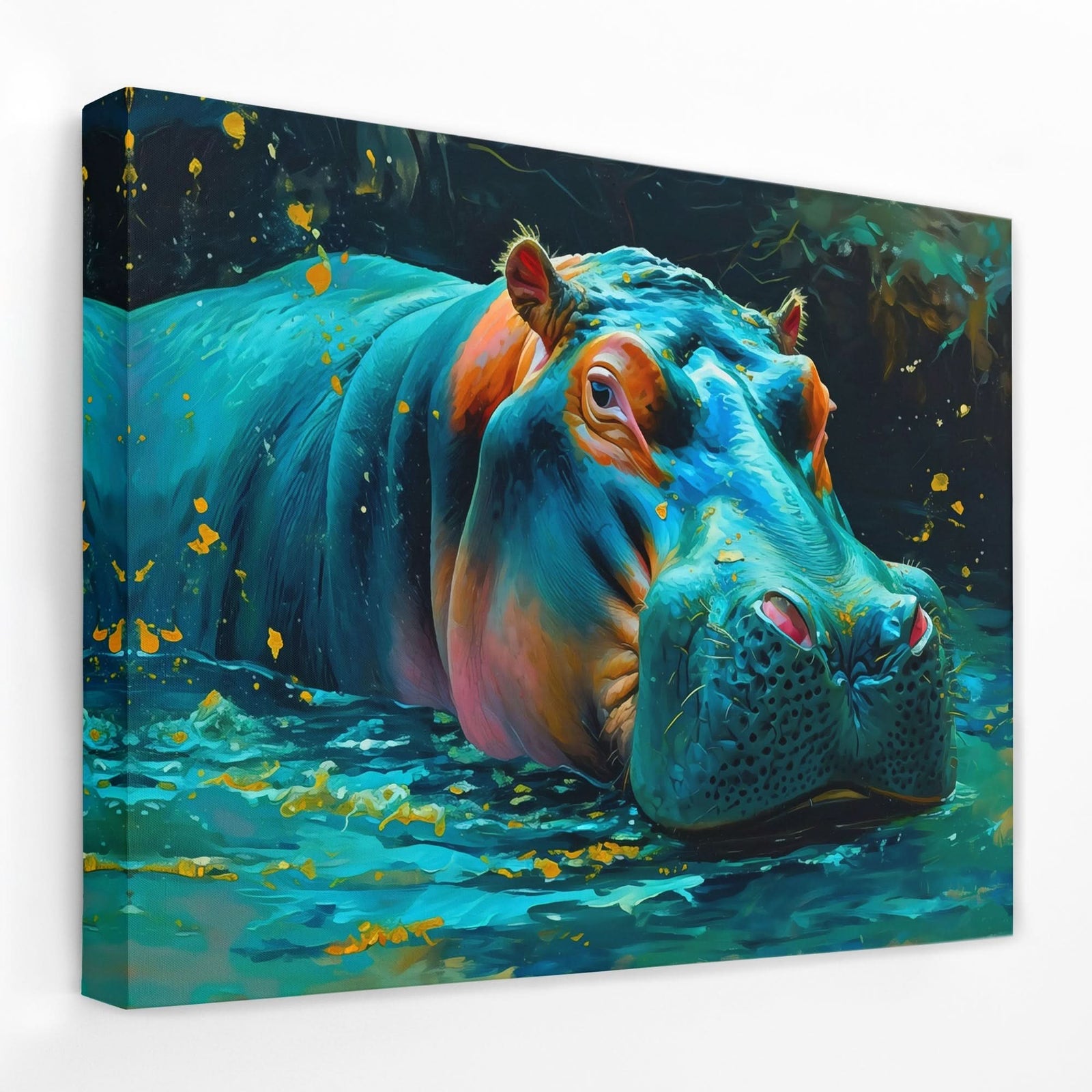 Bathing Hippo - Africa Canvas Wall Art