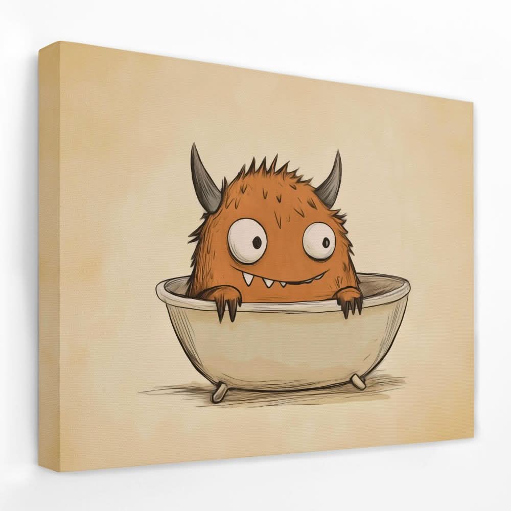 Bathtub Monster - Animals Canvas Wall Art