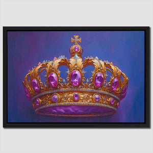 a painting of a crown with purple stones