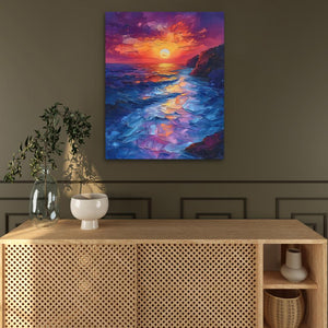 Beachside Shore Dramatic Seascape Illustration - Luxury Wall Art 