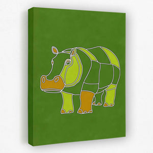 a picture of a rhinoceros on a green background