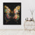 a painting of a colorful butterfly on a black background