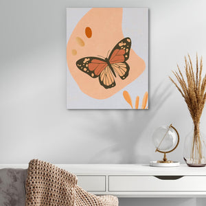 a painting of a butterfly on a white wall