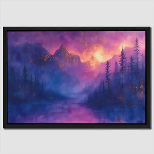 a painting of a purple and blue landscape