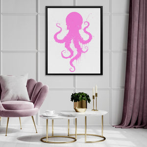 Pink Dancing Octopus: Whimsical Marine Canvas Art - Luxury Wall Art 