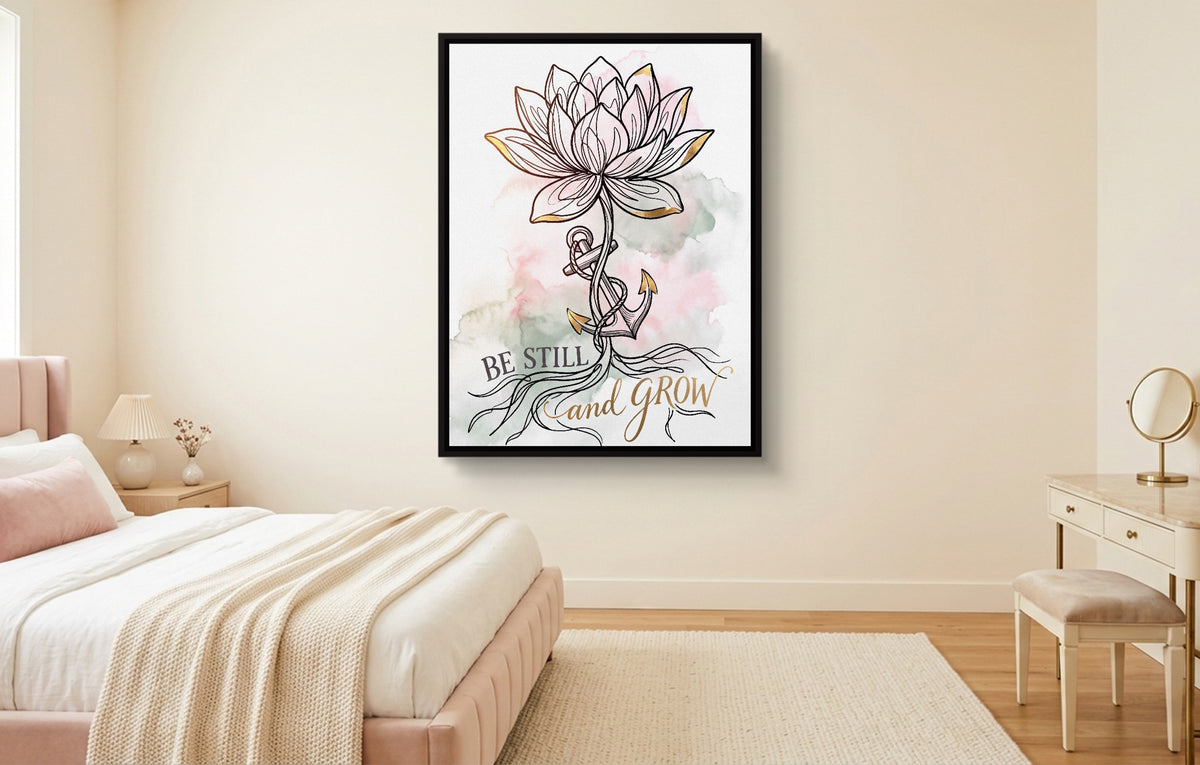 Be Still And Grow — be still and grow pastel feminine bedroom 1port framed black