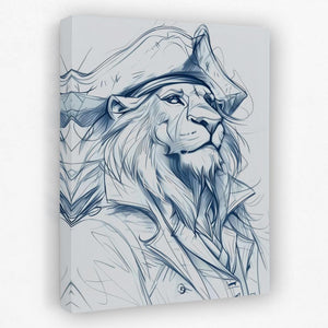 a drawing of a lion wearing a hat