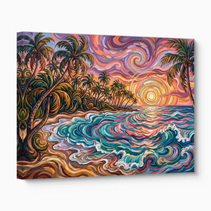 Beach Sunset Swirls — beach sunset swirls angled flush print