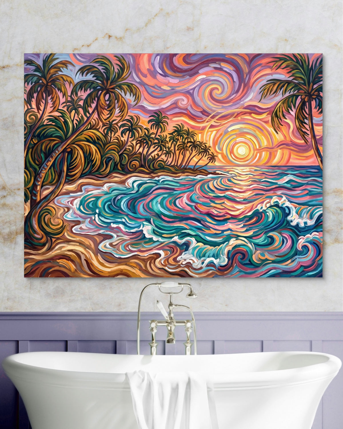 Beach Sunset Swirls — beach sunset swirls psd marble purple bath 1land flush print