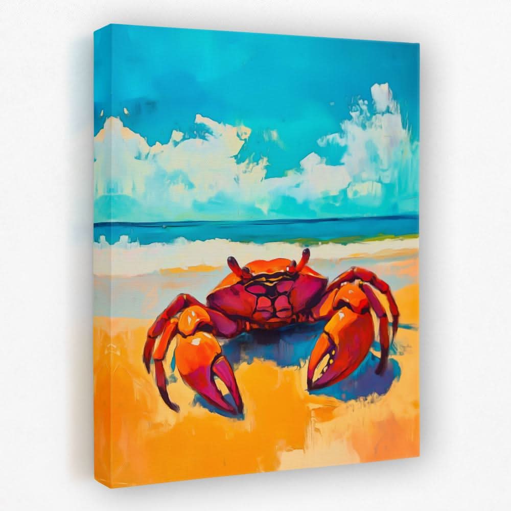 Beachside Red Crab - Animals Canvas Wall Art