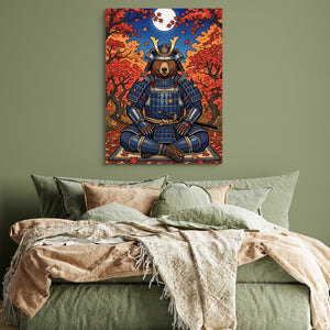 Bear Autumn Samurai — bear autumn samurai sq green bedroom 1port flush print