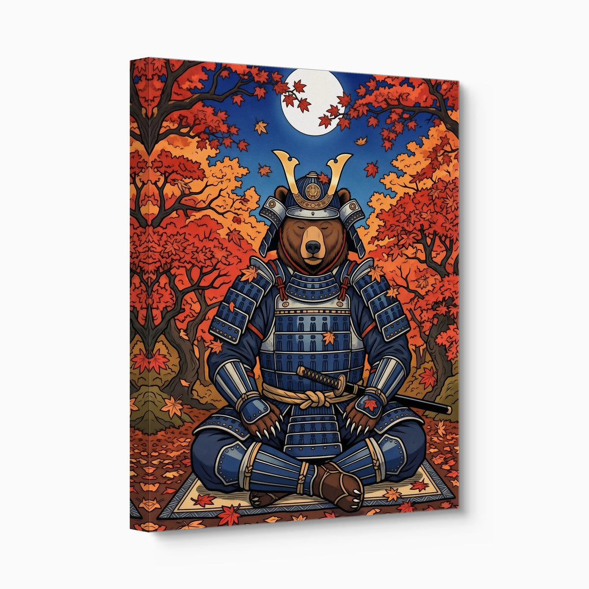 Bear Autumn Samurai — bear autumn samurai angled flush print