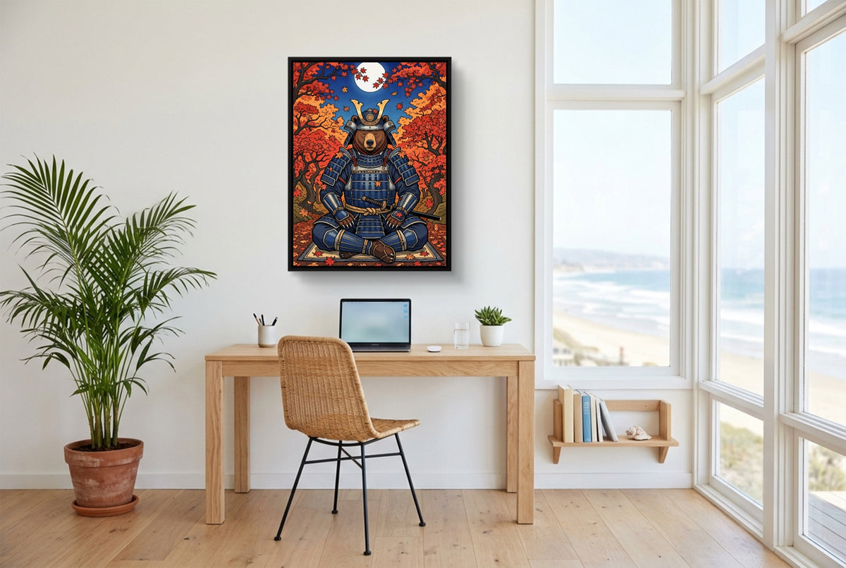 Bear Autumn Samurai — bear autumn samurai office space with desk chair 1port framed black
