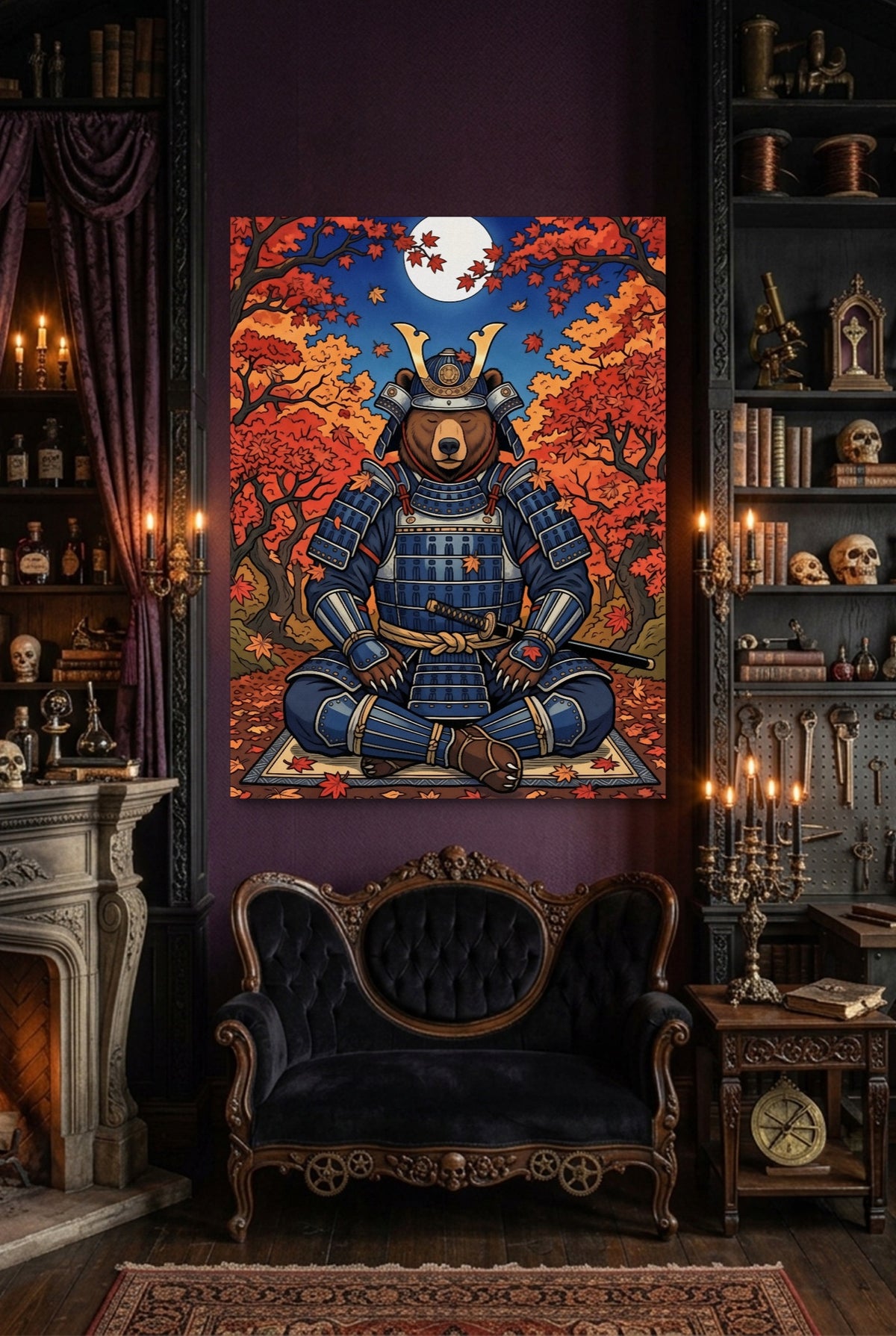 Bear Autumn Samurai — bear autumn samurai p indoor room with furniture 1port flush print