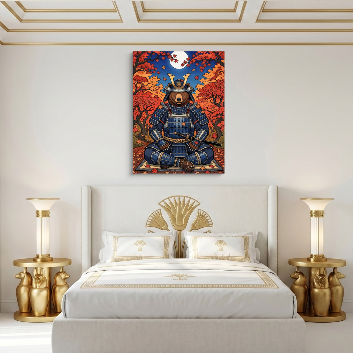 Bear Autumn Samurai — bear autumn samurai sq egyptian isis room 1port flush print