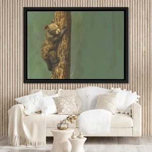 Bear Cub Climbing - Luxury Wall Art