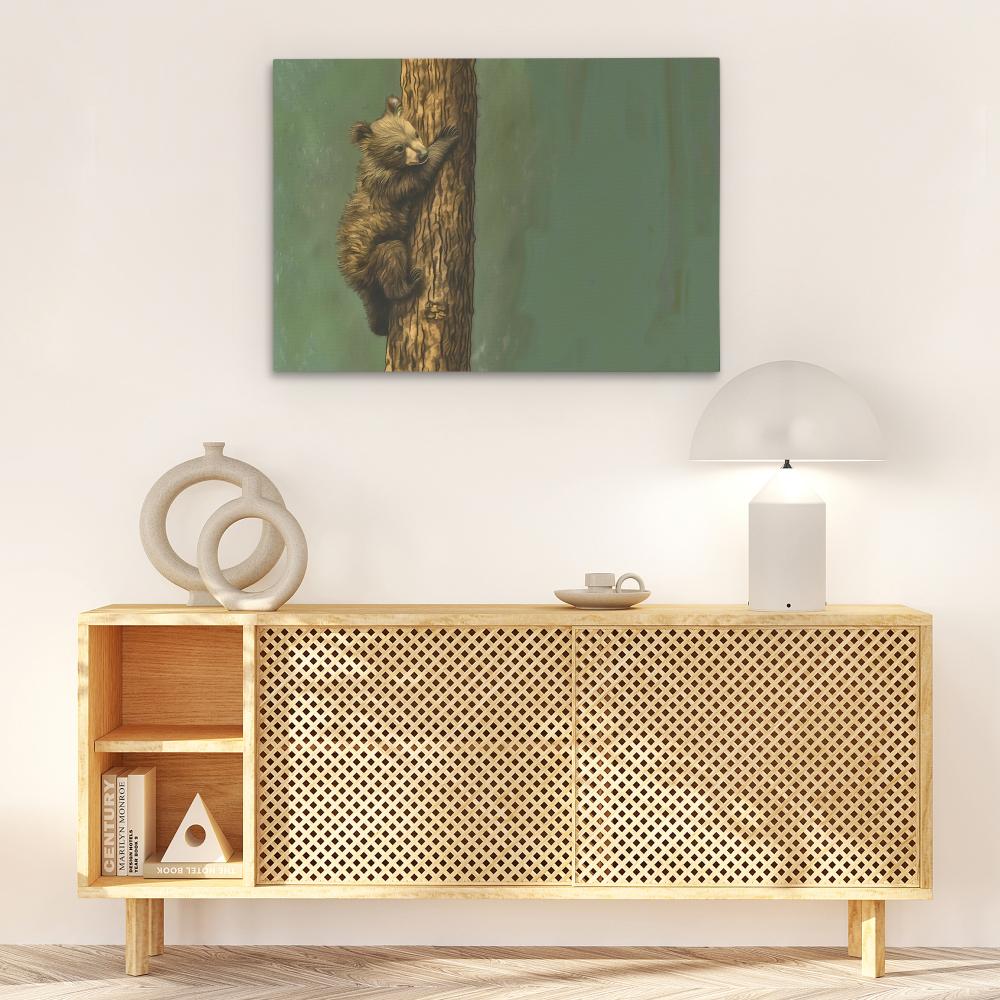 Bear Cub Climbing - Luxury Wall Art